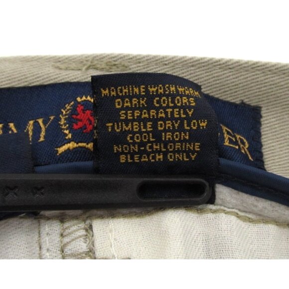 Vintage Tommy Hilfiger Pleated Khaki Pants (37x29) Crest Logo Twill Trousers - Picture 7 of 14